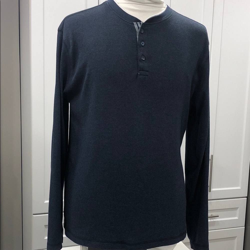 Point Zero Navy Blue Henley - Men’s Large